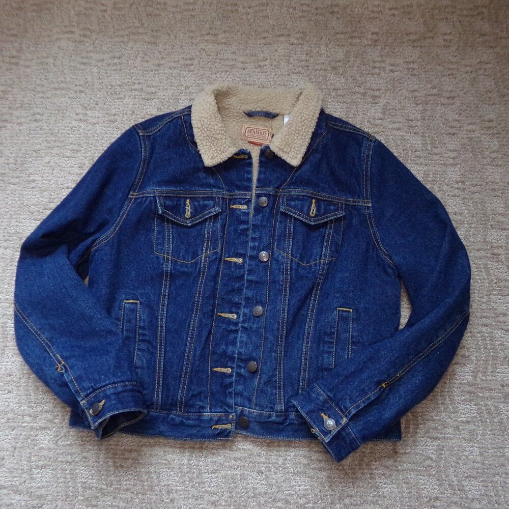 Women's C.E. Schmidt Workwear Blue Denim Sherpa Lined Jacket Large Workwear
